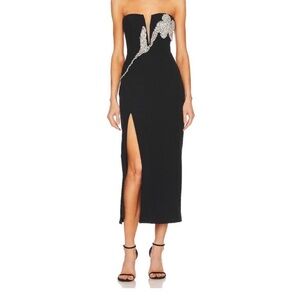 Bardot Black Strapless Dress with Silver Detailing